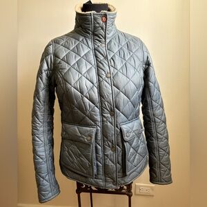 BARBOUR, Ladies Diamond quilted jacket with fleece collar, zipper. Size 8 $160.
